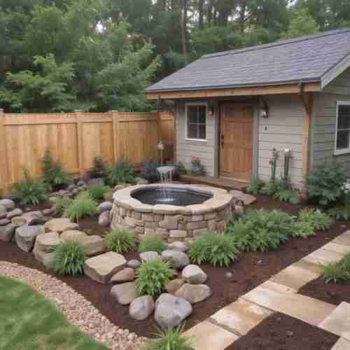 38 Creative Shed Landscaping Ideas to Elevate Your Backyard Oasis 32 Water Feature