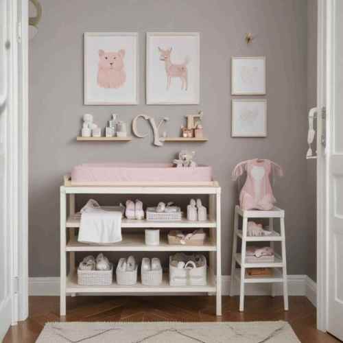 36 Adorable Baby Girl Nursery Ideas for Stylish Small Spaces 19 Compact Changing Table 1