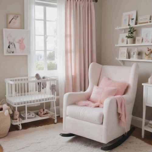36 Adorable Baby Girl Nursery Ideas for Stylish Small Spaces 34 Space saving glider or Rocking Chair