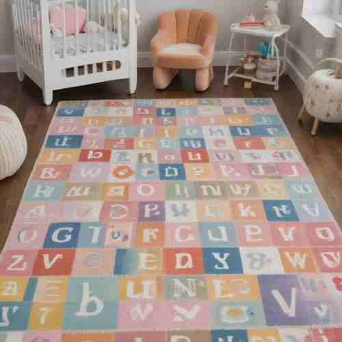38 Sweet and Stylish Baby Girl Nursery Ideas for Cherished Beginnings 22 Alphabet Rug 1
