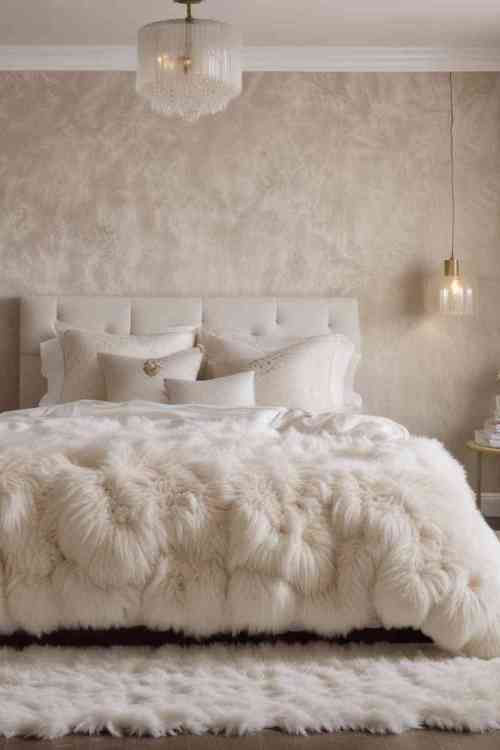 40 Stunning Bedroom Accent Wall Ideas for a Cozy and Stylish Makeover 23 Fluffy Rugs 1