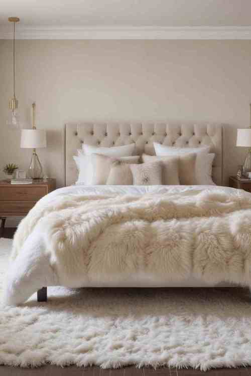 40 Stunning Bedroom Accent Wall Ideas for a Cozy and Stylish Makeover 22 Fluffy Rugs