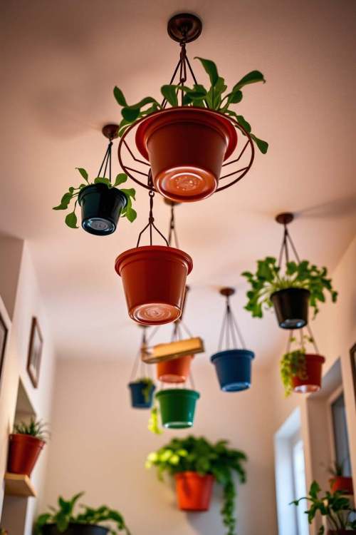 34 Brilliant Small Apartment Hacks for Smart, Stylish, and Space-Saving Living 19 Ceiling Pot Racks