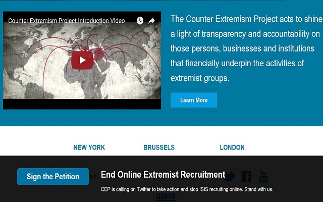 Un dettaglio relativo al sito del Counter Extremism Project