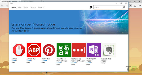 Microsoft Edge Estensioni