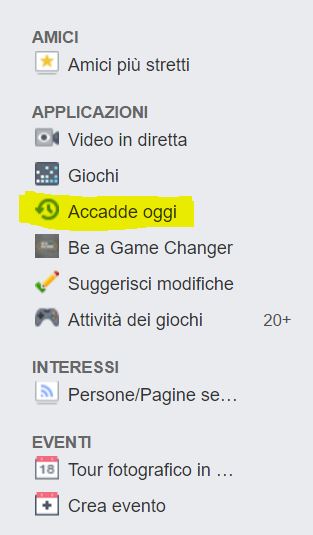 All'interno del menu "Applicazioni" selezioniamo "Accade oggi"