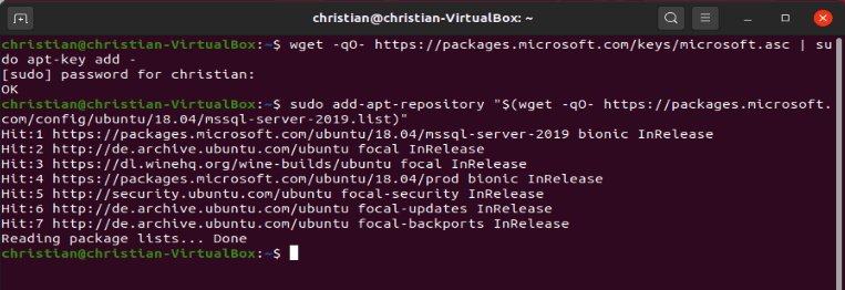 Install Microsoft SQL Server 2019 and MsSQL Command line tools