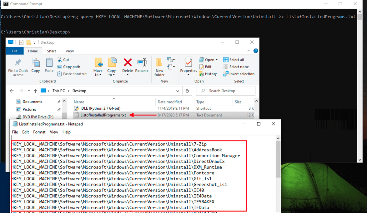 How to query a list of installed programs in Windows