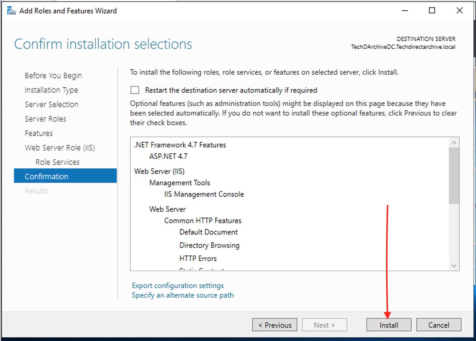 Add and remove IIS Web Server on Windows Server