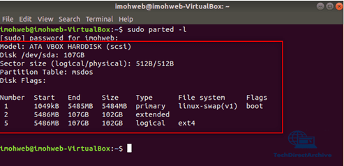 Using-Parted-Command