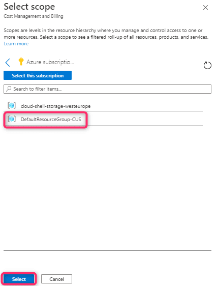 Cost Management in Azure -scope1