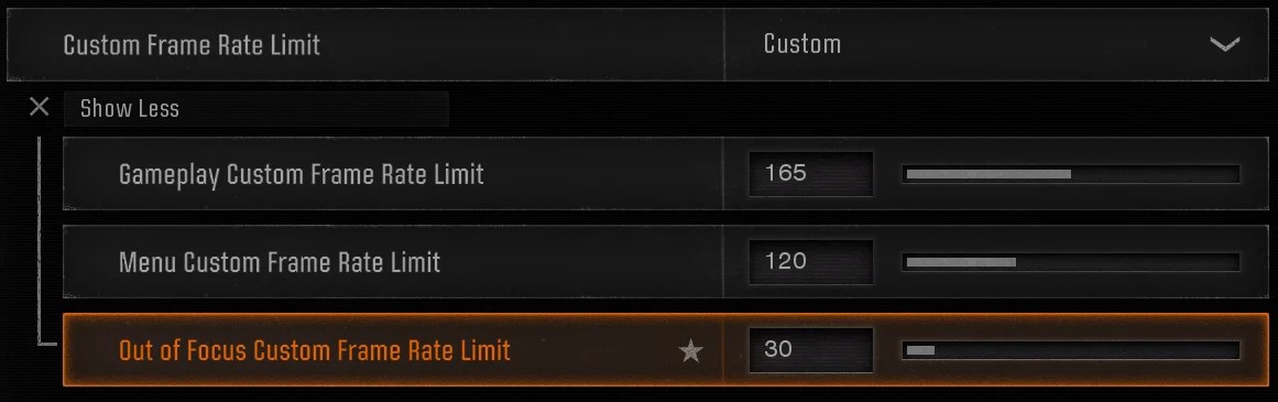 Black Ops 6 custom gameplay, menu and out-of-focus frame rate limits