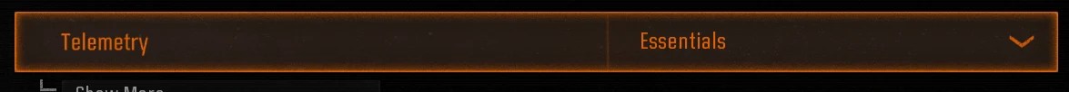 Black Ops 6 Telemetry menu set to Essentials