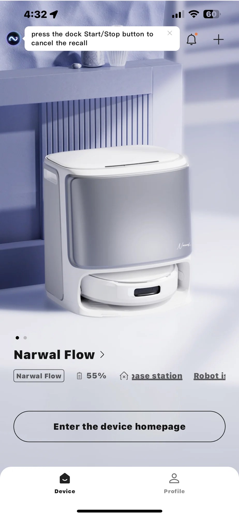 Narwal Flow on the app