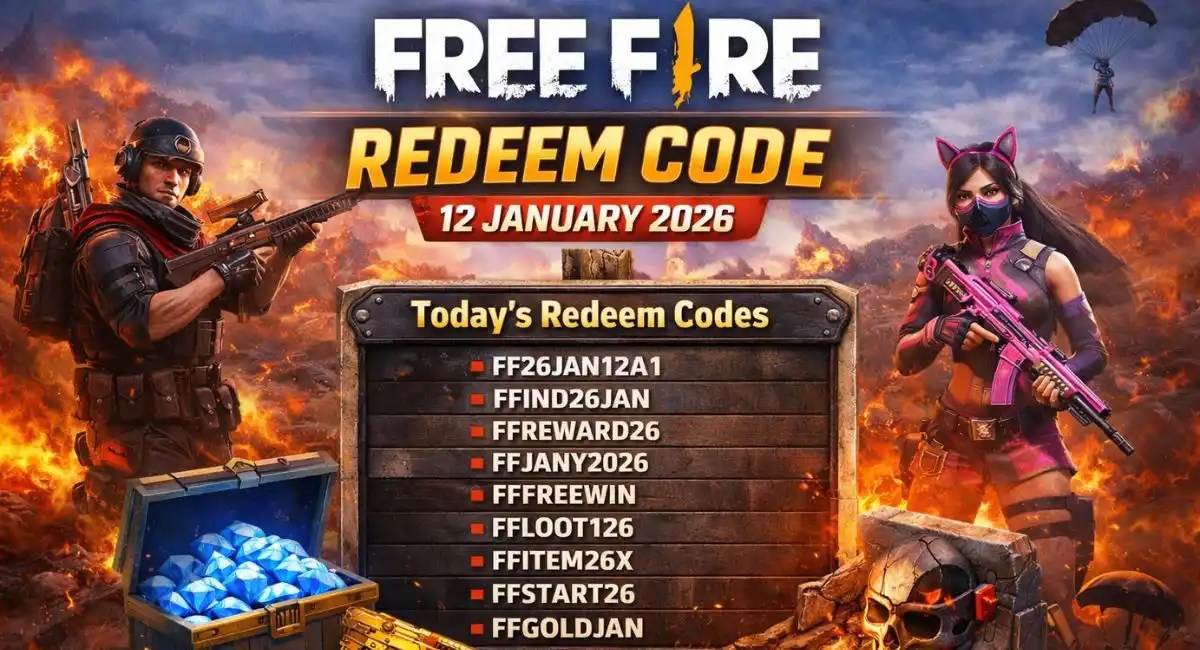 Free Fire Redeem Code 12 January 2026 – Today’s Working FF Redeem Code List