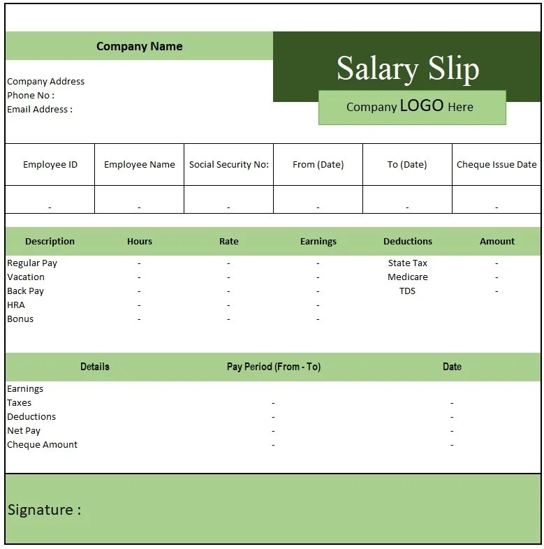 Simple Salary Slip Template In Excel | Salary Slip Format In Excel ...