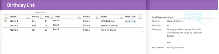 Birthday list template in excel (download.xlsx)