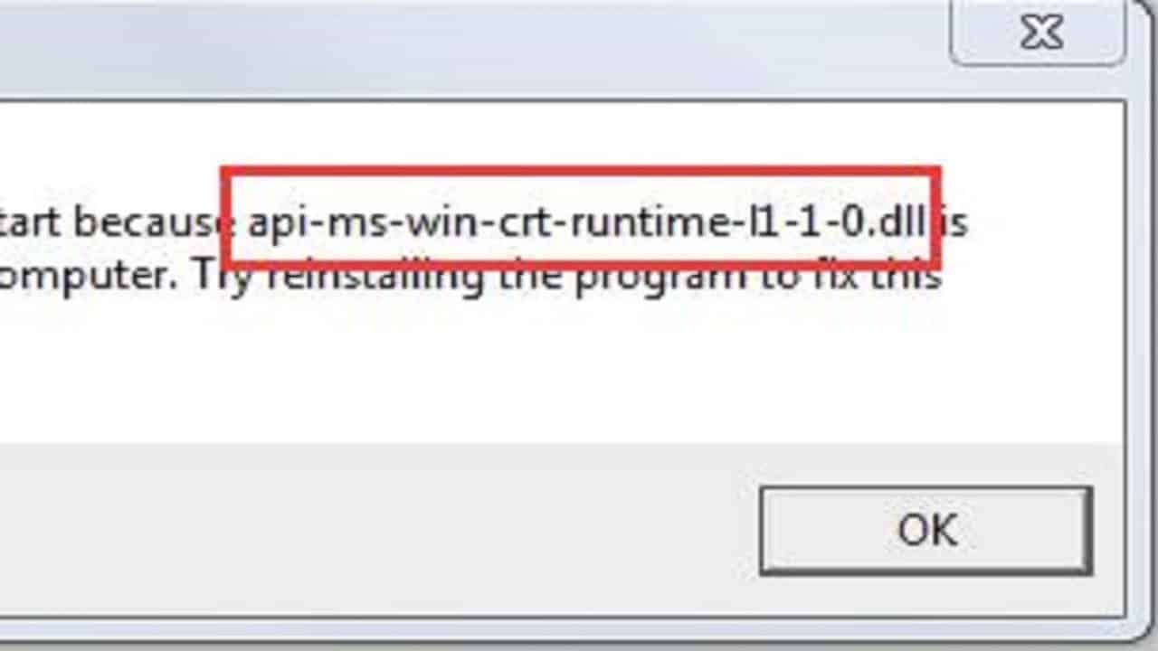 How To Fix For Api Ms Win Crt Runtime L1 1 0 Dll Is Missing Error