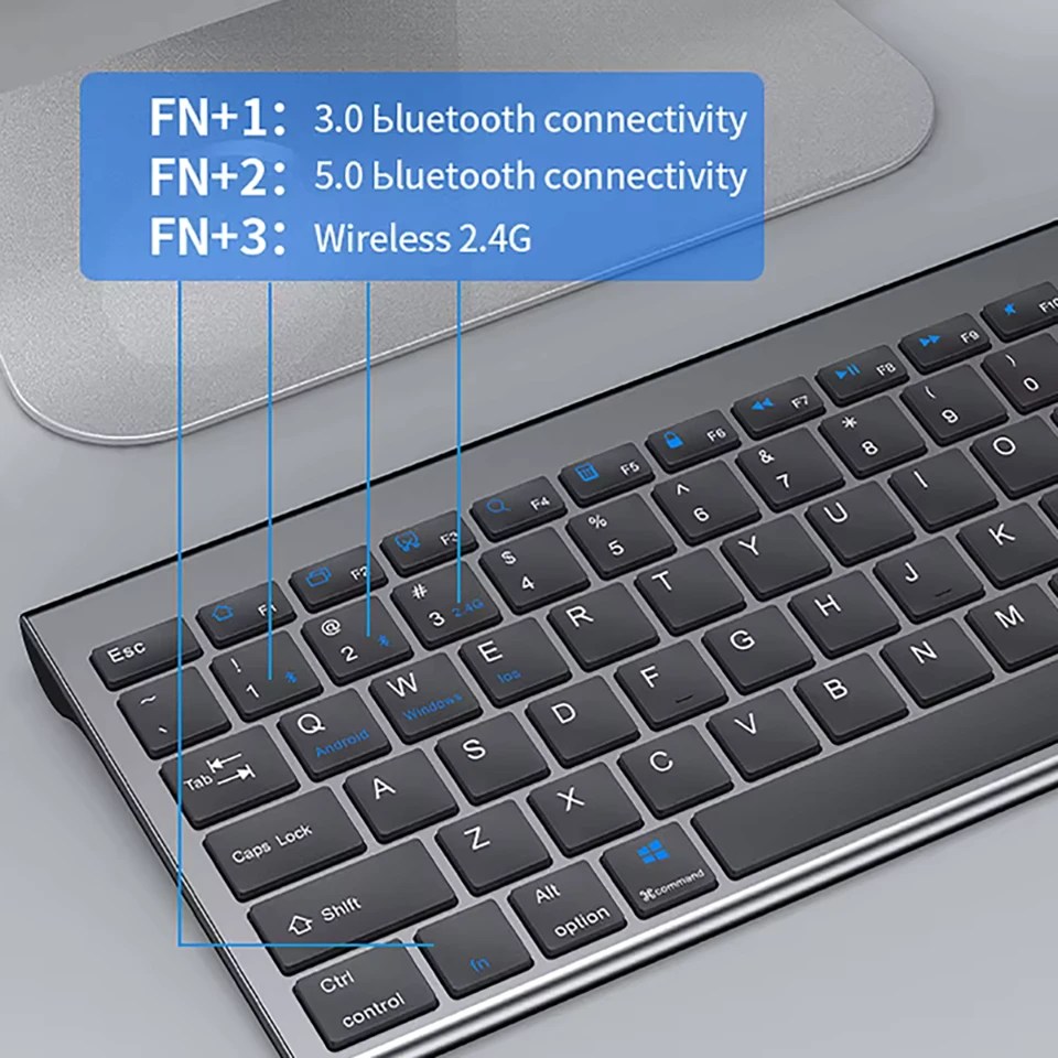 003 Bluetooth 5.0 & 2.4G Wireless Keyboard for Laptop PC TV iPad Macbook Android