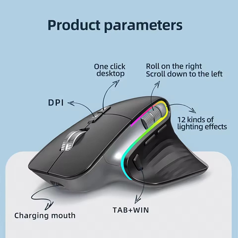 003 Multi-Device Wireless Mouse Bluetooth 5.0 & 3.0 Mouse 2.4G Wireless Portable Optical Mouse Ergonomic Right Hand Computer Mice