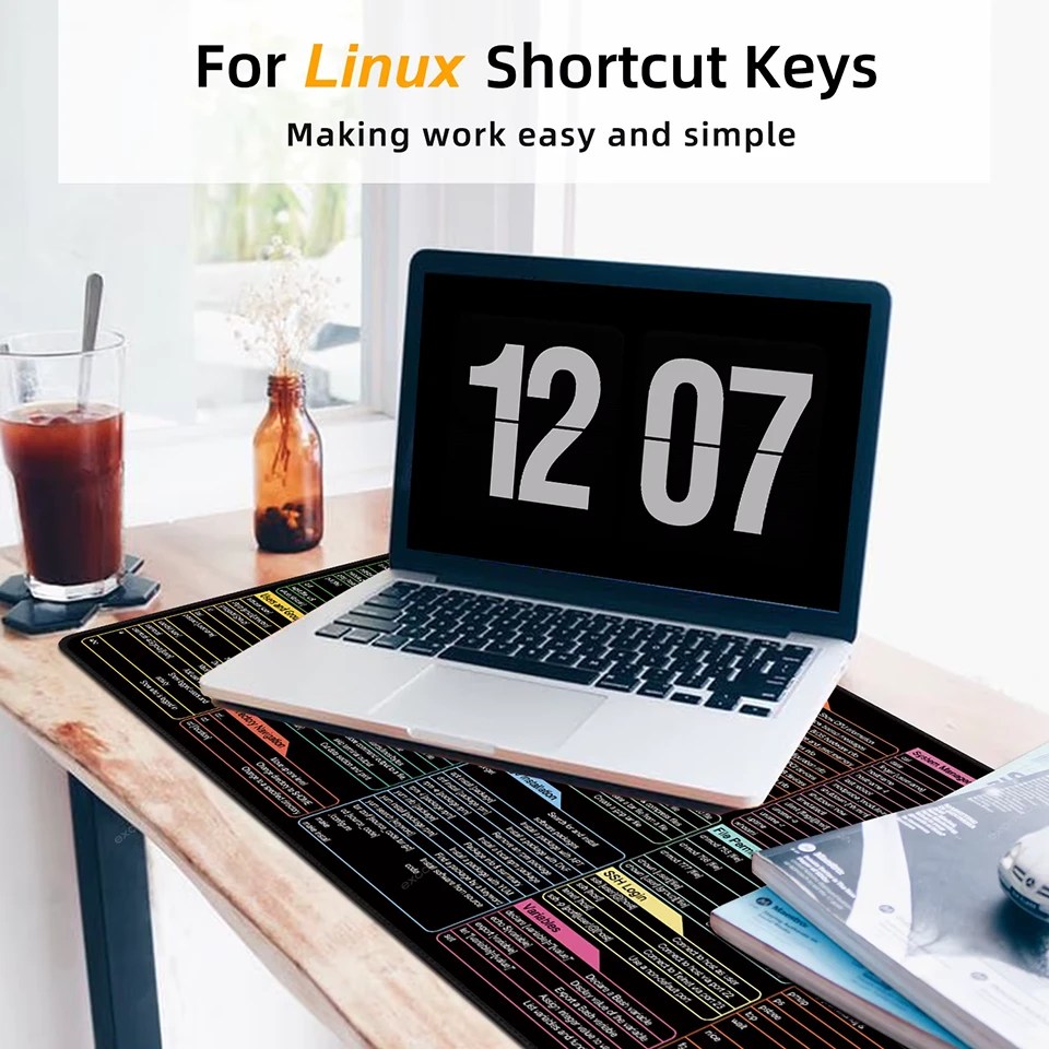 007 Linux Commands Line Mouse Pad Large Mousepad Shortcuts for Red Hat Ubuntu OpenSUSE Arch Debian Unix Programmer