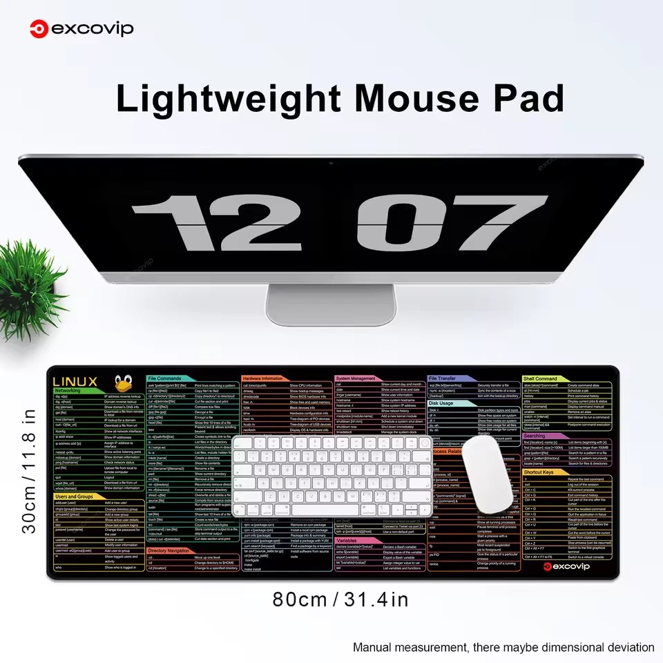009 Linux Commands Line Mouse Pad Large Mousepad Shortcuts for Red Hat Ubuntu OpenSUSE Arch Debian Unix Programmer