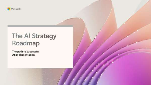AI Strategy Roadmap graphic promoting Microsoft Copilot and AI implementation.