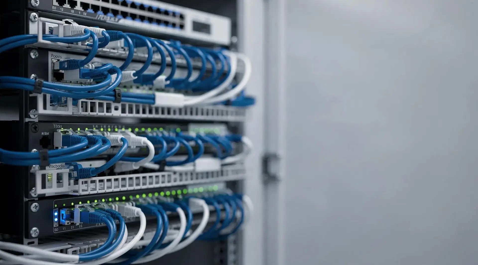 Network cabling and connections supporting business efficiency and reliable connectivity.