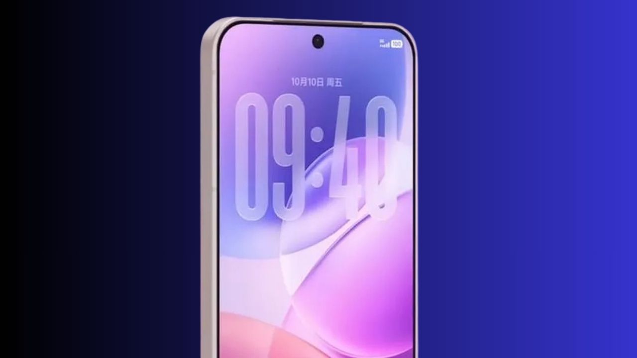 Vivo OriginOS 6 teaser showing a smartphone with a sleek glassy UI and blurred background