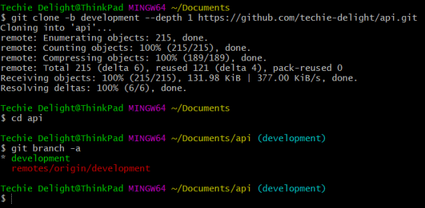 git clone --depth
