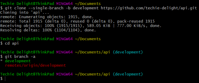 git clone --single-branch
