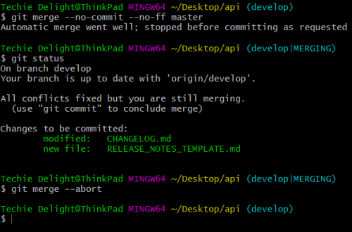 git-merge --no-commit