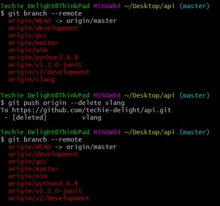Delete remote branch