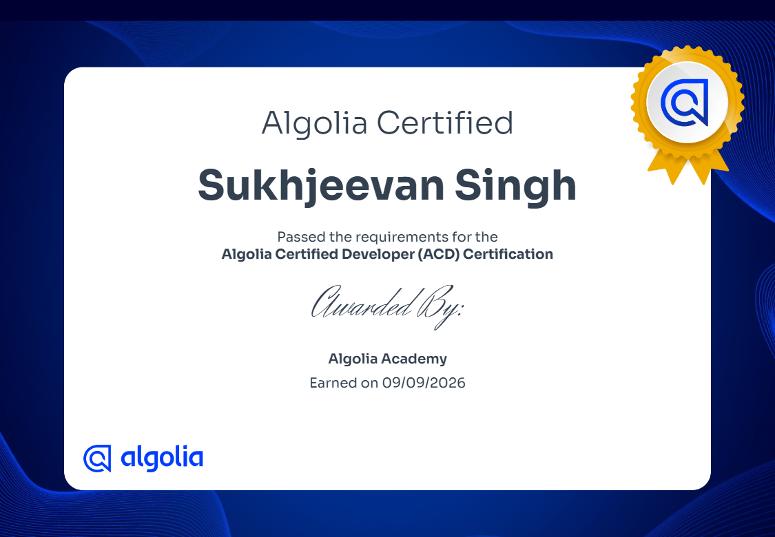 Algolia Certified Developer