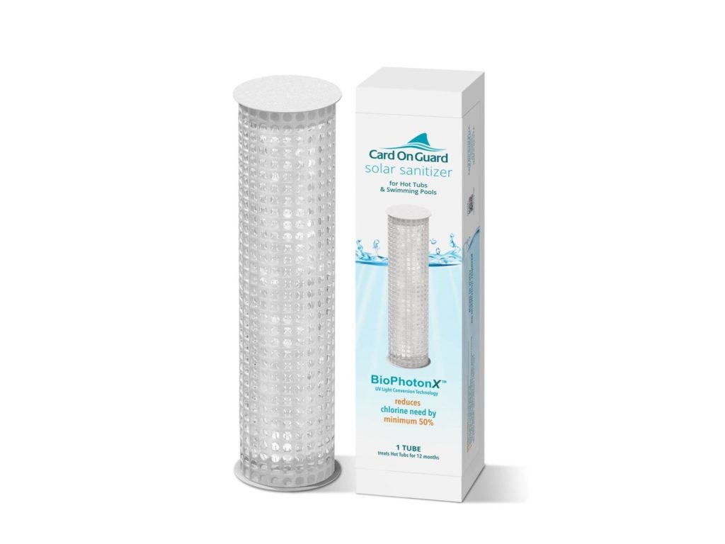 Card on Guard solar sanitizer for pools product image with box