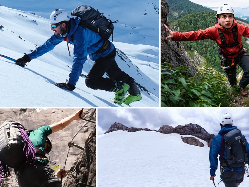 Impetro Gear modular backpack with mountaineering attachement in action