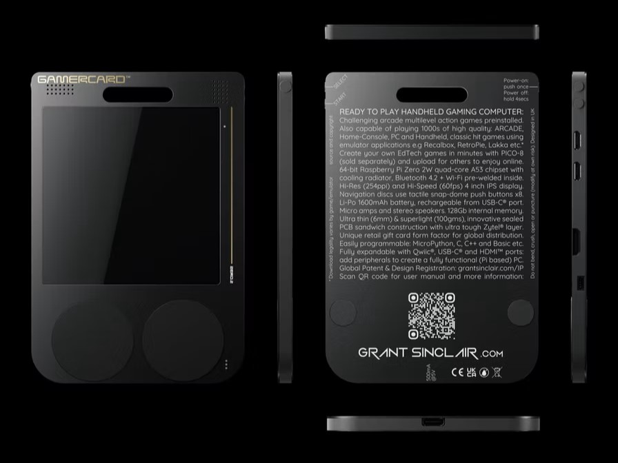 GameCard grab and go retro handheld console front and back split