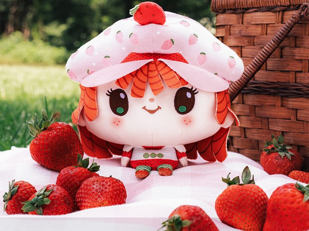 TeeTurtle plushies reversible and scented featuring Strawberry Shortcake