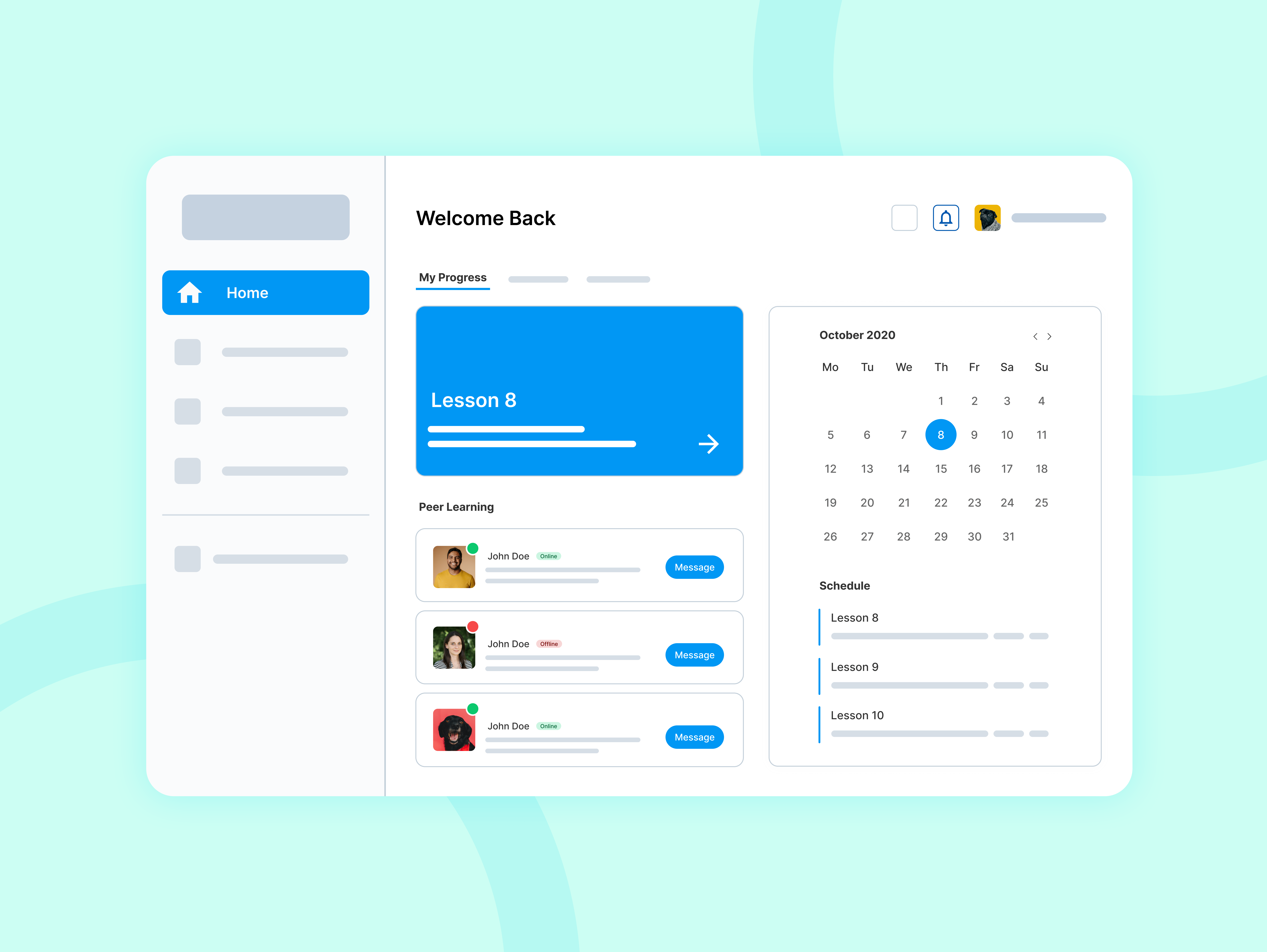 A simple, not overly complicated module interface on a desktop screen