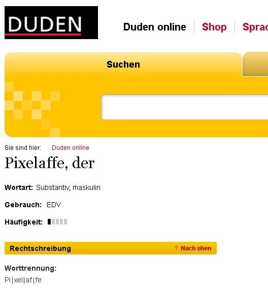 Pixelaffe im duden