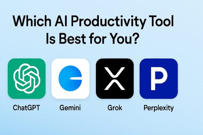 Which AI Productivity Tool Is Best for You? A Complete Guide to ChatGPT, Gemini, Grok, and Perplexity 21 AI productivity tool
