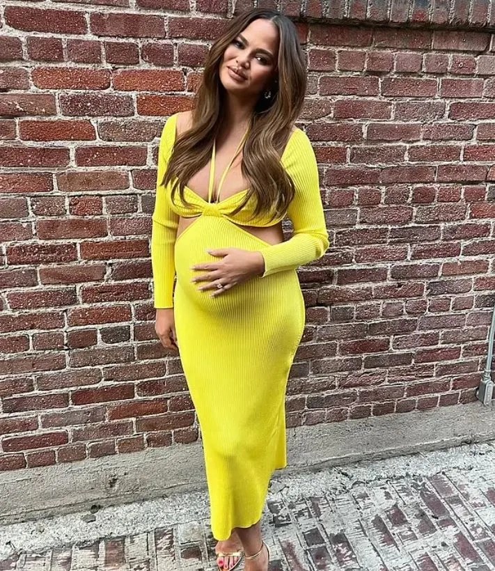 Pregnant Chrissy Teigen, 36, claims she has been hacking up blood… following gastric issues.