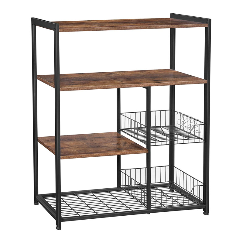 Μεταλλική Ραφιέρα Κουζίνας με 4 Ράφια και 2 Καλάθια 80 x 35 x 95 cm Vasagle (KKS96X) (VASKKS96X)