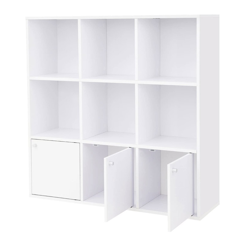 Ξύλινη Βιβλιοθήκη με 6 Ράφια και 3 Ντουλάπια 97.5 x 29 x 97.5 cm  Vasagle (LBC33WT) (VASLBC33WT)