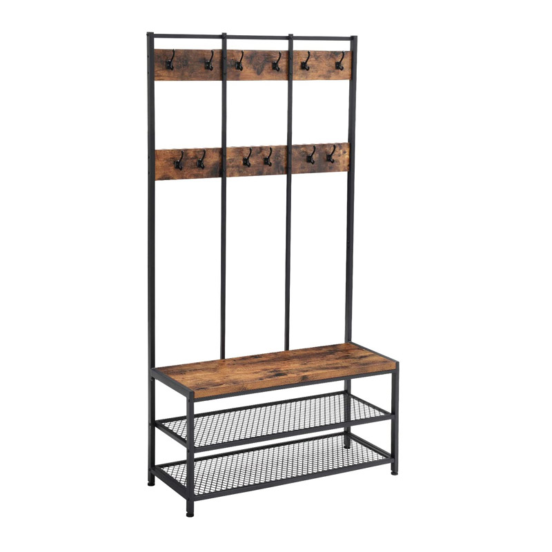 Μεταλλικό Έπιπλο Εισόδου με 2 Ράφια και 12 Κρεμάστρες 100 x 40 x 184 cm Vasagle (HSR86BX) (VASHSR86BX)