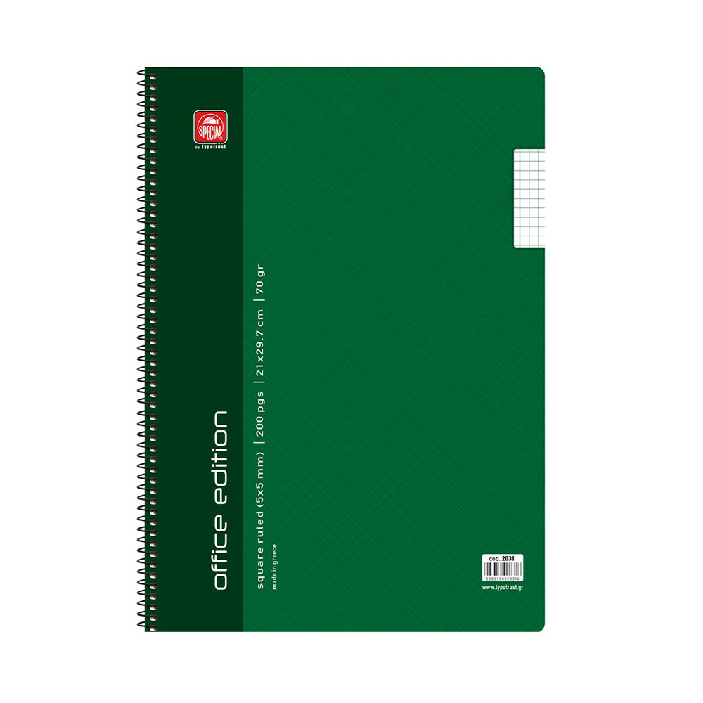 Typotrust Office Edition Τετράδιο Σπιράλ Α4 Καρέ 5x5 (2031) (TYP2031)