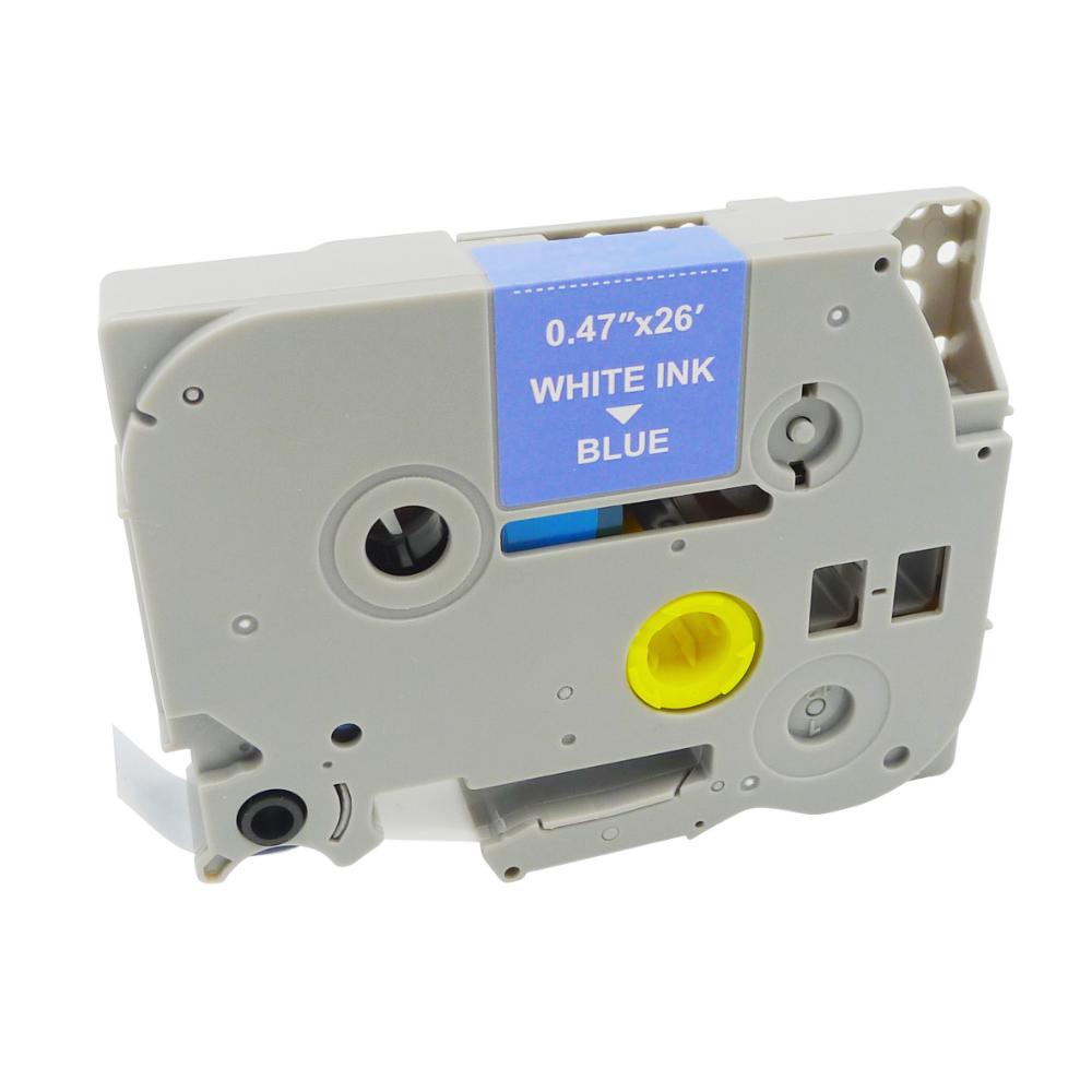 MediaRange Plastic Tape Cassette For Label Printers Using Brother TZ-535/TZe-535 12mm 8m Laminated White On Blue (MRBTZ535)