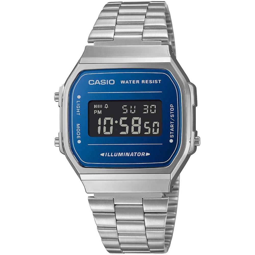 Casio Vintage Iconic Ψηφιακό Ρολόι Αυτόματο με Ασημί Μεταλλικό Μπρασελέ (A168WEM-2BEF) (CASA168WEM-2BEF)