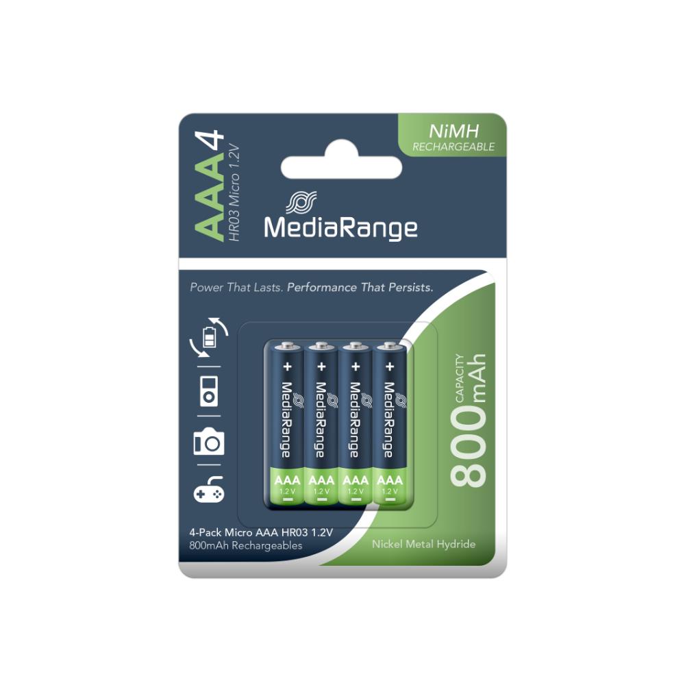 Επαναφορτιζόμενη Μπαταρία MediaRange NiMH Accus AAA 1.2V (HR03) (4 Pack) (MRBAT120)