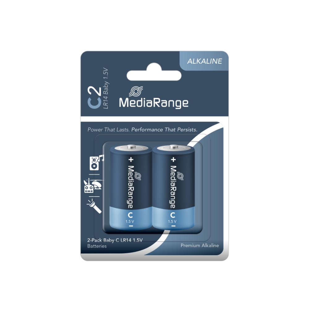 MediaRange Premium Alkaline Batteries Baby C|LR14|1.5V Pack 2  (MRBAT108)